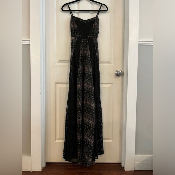Hommage Los Angeles Sexy Maxi Boho Cut Out Dress Lace Multicolored Medium EUC - Picture 8 of 16